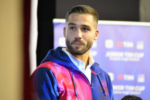 18-01-2018, Calcio, Leonardo Pavoletti alla tappa sarda della Junior Tim Cup di Quartucciu (CA)
