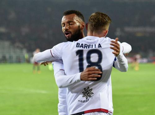 TORINO-CAGLIARI. 29-10-2017 ESULTANZA DI BARELLA CON JOAO PEDRO. SILPRESS