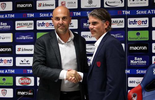 Cagliari (CA) 18 10  2017  Sardegna Arena - Conferenza stampa di presentazione nuovo allenatore del Cagliari Diego Lopez Nella foto:   Tommaso Giulini e Diego Lopez SILPRESS/ENRICO LOCCI