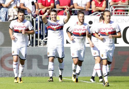 Cagliari (CA)  15 10  2017 Campionato Serie A TIM incontro Cagliari - Genoa Nella foto:  esultanza  di       Andrey Galabino    del genoa SILPRESS/ENRICO LOCCI